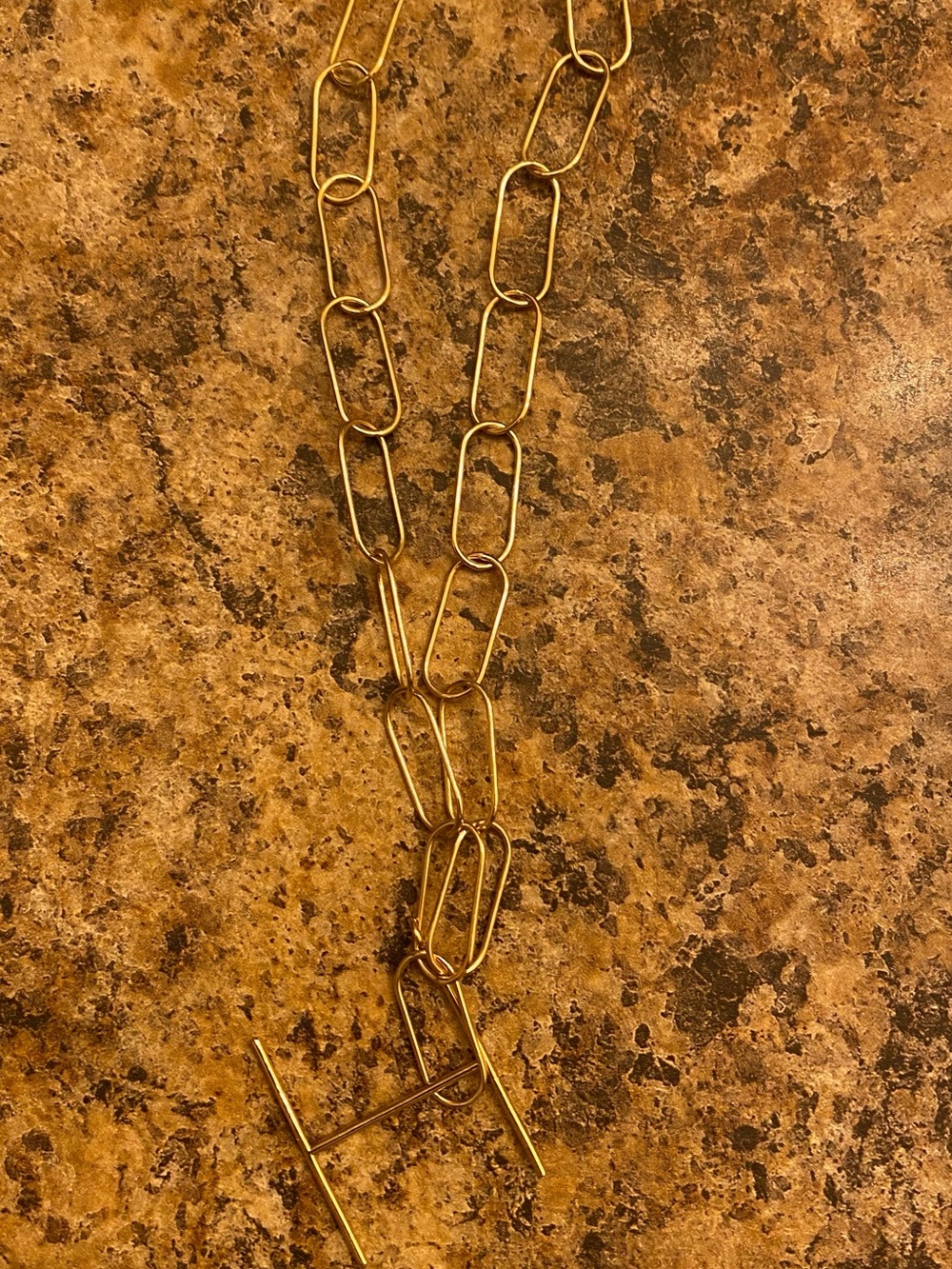 Worn once ! Gold Link Toggle Necklace with H - Women Jewelry (anthropology line)